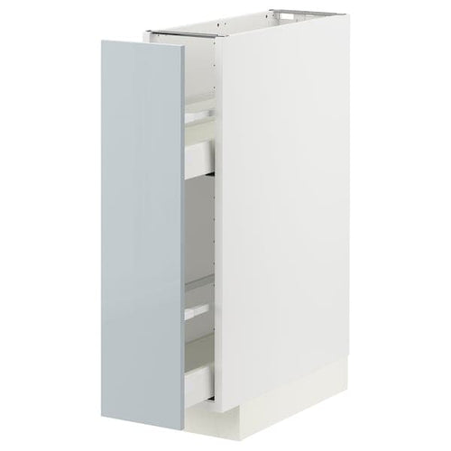 METOD / MAXIMERA - Base cabinet/pull-out int fittings, white/Kallarp light grey-blue, 20x60 cm