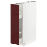 METOD / MAXIMERA - Base cabinet/pull-out int fittings, white Kallarp/high-gloss dark red-brown, 20x60 cm - best price from Maltashopper.com 59327421