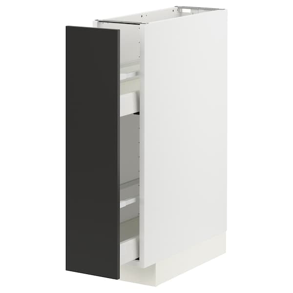 Ikea METOD / MAXIMERA - Base cabinet/pull-out int fittings, white/Nickebo matt anthracite, 20x60 cm