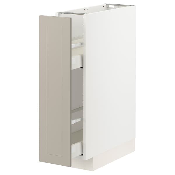 Ikea METOD / MAXIMERA - Base cabinet/pull-out int fittings, white/Stensund beige, 20x60 cm