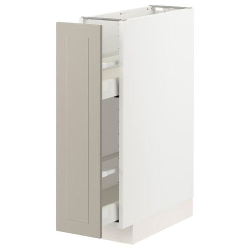 METOD / MAXIMERA - METOD / MAXIMERA Base cabinet/pull-out int fittings, white/Stensund beige, 20x60 cm