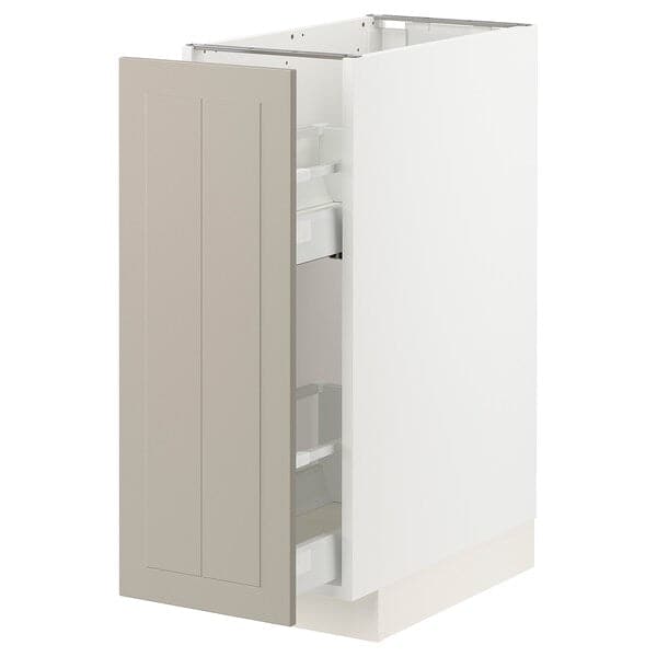 METOD / MAXIMERA - Base cabinet/pull-out int fittings, white/Stensund beige, 30x60 cm - best price from Maltashopper.com 59408021