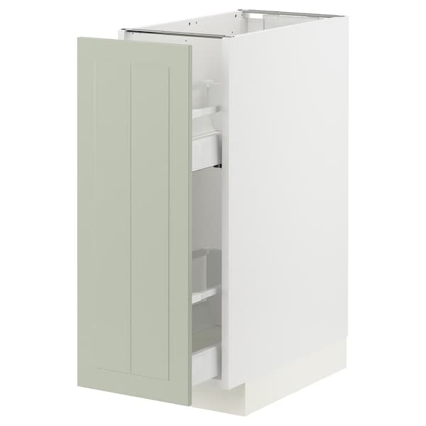 METOD / MAXIMERA - Base cabinet/pull-out int fittings, white/Stensund light green, 30x60 cm - best price from Maltashopper.com 39487528