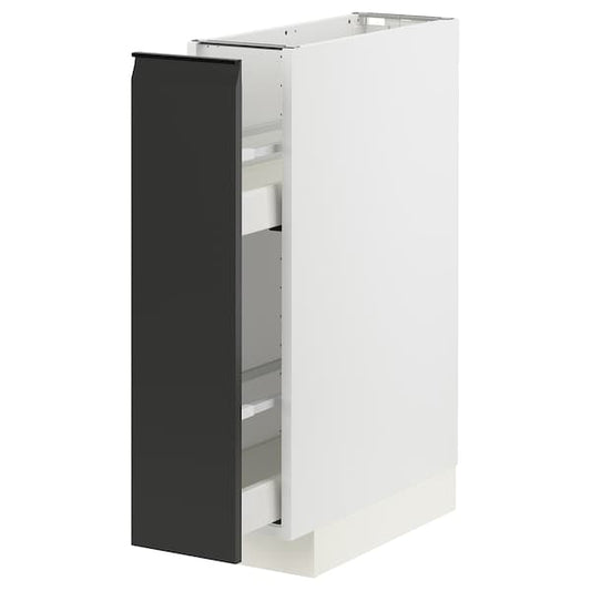 Ikea METOD / MAXIMERA - Base cabinet/pull-out int fittings, white/Upplöv matt anthracite, 20x60 cm