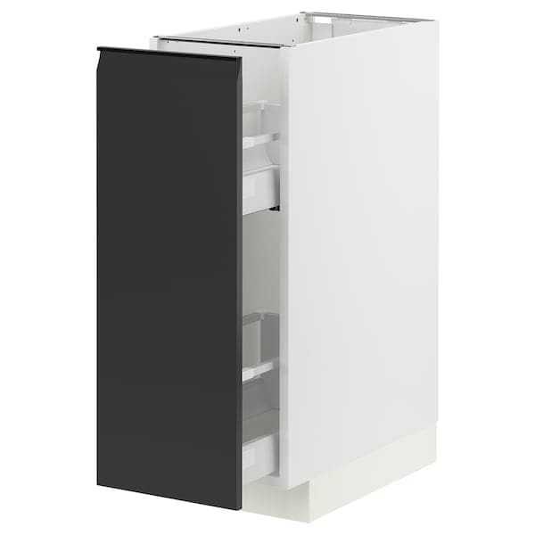 Ikea METOD / MAXIMERA - Base cabinet/pull-out int fittings, white/Upplöv matt anthracite, 30x60 cm