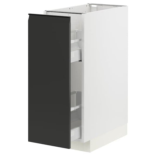 Ikea METOD / MAXIMERA - Base cabinet/pull-out int fittings, white/Upplöv matt anthracite, 30x60 cm