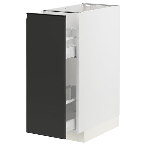 METOD / MAXIMERA - Base cabinet/pull-out int fittings, white/Upplöv matt anthracite, 30x60 cm