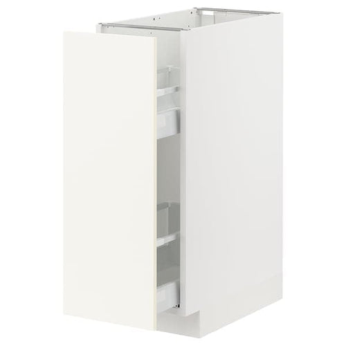 METOD / MAXIMERA - Base cabinet/pull-out int fittings, white/Vallstena white, 30x60 cm