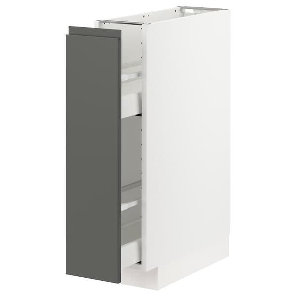 METOD / MAXIMERA - Base cabinet/pull-out int fittings, white/Voxtorp dark grey, 20x60 cm - best price from Maltashopper.com 69306480