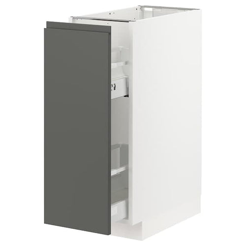 METOD / MAXIMERA - Base cabinet/pull-out int fittings, white/Voxtorp dark grey, 30x60 cm