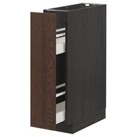 METOD / MAXIMERA - Base cabinet/pull-out int fittings, black/Sinarp brown, 20x60 cm - best price from Maltashopper.com 39405684