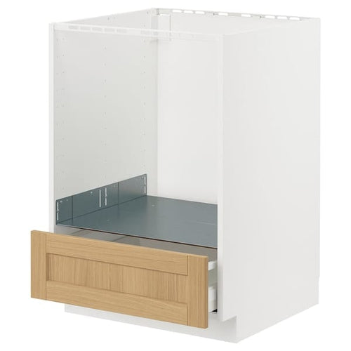 METOD / MAXIMERA - METOD / MAXIMERA Base cabinet for oven with drawer, white/Forsbacka oak, 60x60 cm