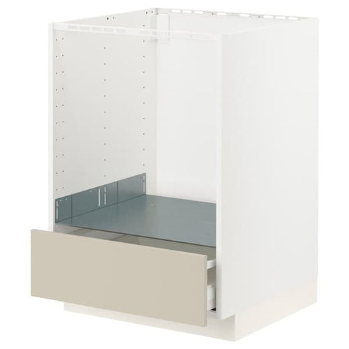 METOD / MAXIMERA - Base cabinet for oven with drawer, white/Havstorp beige, 60x60 cm