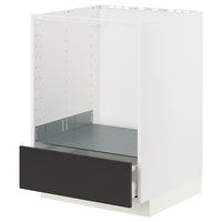 METOD / MAXIMERA - Base cabinet for oven with drawer, white/Nickebo matt anthracite, 60x60 cm - best price from Maltashopper.com 19498740