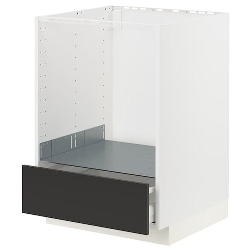 METOD / MAXIMERA - Base cabinet for oven with drawer, white/Nickebo matt anthracite, 60x60 cm