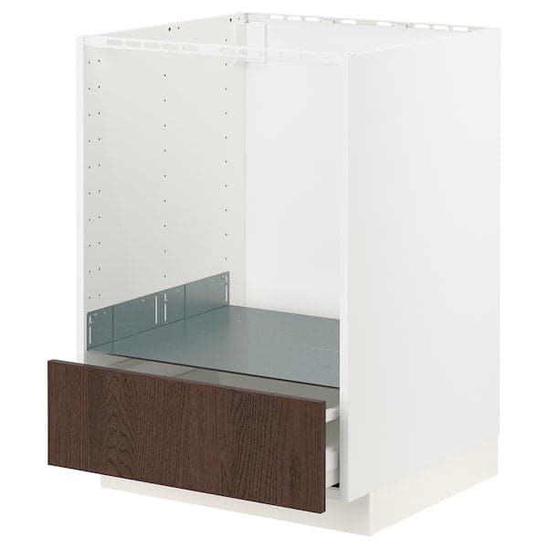 METOD / MAXIMERA - Base cabinet for oven with drawer, white/Sinarp brown, 60x60 cm - best price from Maltashopper.com 09404327