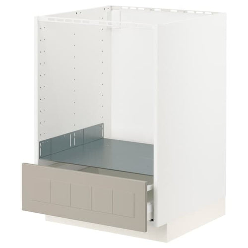 METOD / MAXIMERA - Base cabinet for oven with drawer, white/Stensund beige, 60x60 cm