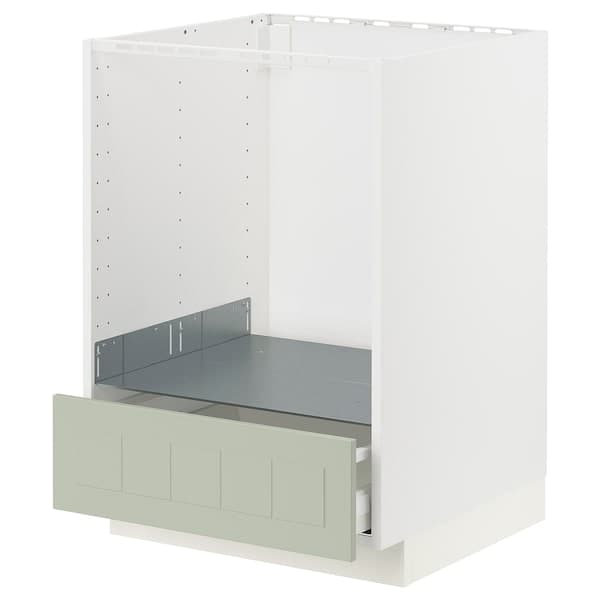 METOD / MAXIMERA - Base cabinet for oven with drawer, white/Stensund light green, 60x60 cm - best price from Maltashopper.com 79486923