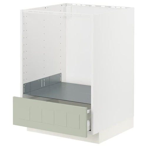 METOD / MAXIMERA - Base cabinet for oven with drawer, white/Stensund light green, 60x60 cm