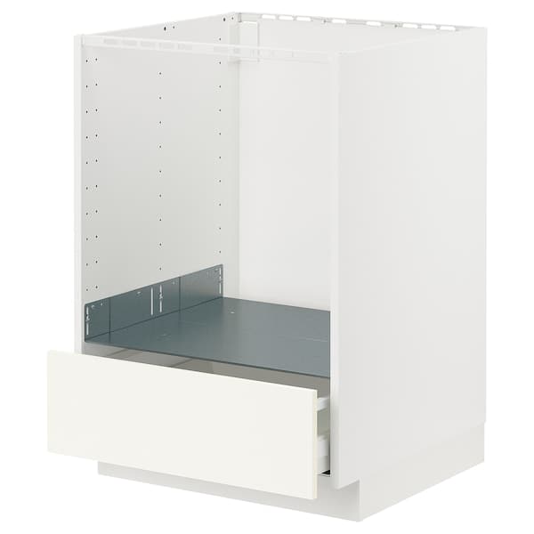 METOD / MAXIMERA - Base cabinet for oven with drawer, white/Vallstena white, 60x60 cm - best price from Maltashopper.com 09506986