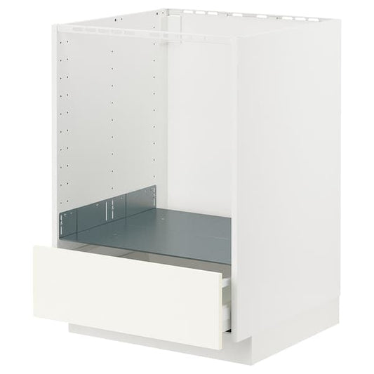 METOD / MAXIMERA - Base cabinet for oven with drawer, white/Vallstena white, 60x60 cm - best price from Maltashopper.com 09506986