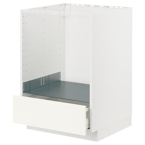 METOD / MAXIMERA - Base cabinet for oven with drawer, white/Vallstena white, 60x60 cm