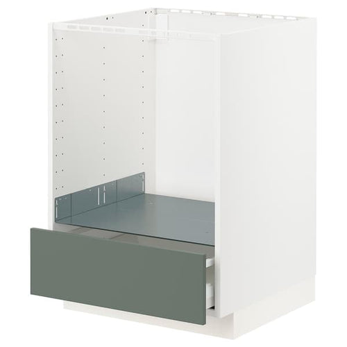 METOD / MAXIMERA - Base cabinet for oven with drawer, white/Bodarp grey-green, 60x60 cm