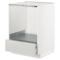 METOD / MAXIMERA base cabinet for oven with drawer, white/Ringhult light grey, 60x60 cm