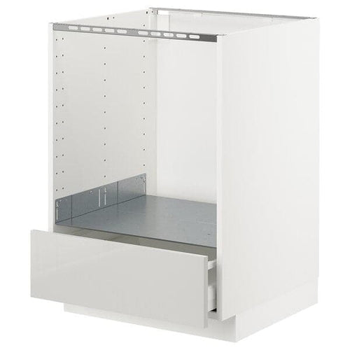 METOD / MAXIMERA - METOD / MAXIMERA Base cabinet for oven with drawer, white/Ringhult light grey, 60x60 cm