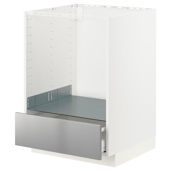 METOD / MAXIMERA - Base cabinet for oven with drawer, white/Vårsta stainless steel, 60x60 cm - best price from Maltashopper.com 89329881