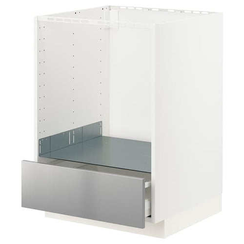 METOD / MAXIMERA - METOD / MAXIMERA Base cabinet for oven with drawer, white/Vårsta stainless steel, 60x60 cm