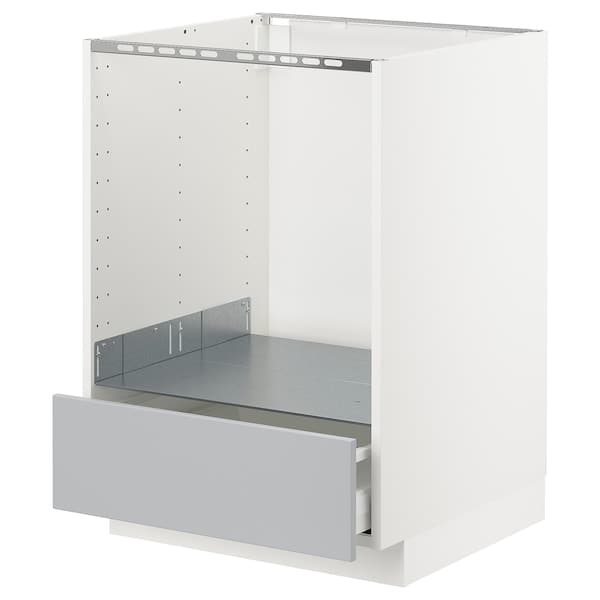 METOD / MAXIMERA - Base cabinet for oven with drawer, white/Veddinge grey, 60x60 cm - best price from Maltashopper.com 89109997
