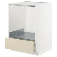 METOD / MAXIMERA - Base cabinet for oven with drawer, white/Voxtorp high-gloss light beige, 60x60 cm - best price from Maltashopper.com 29168188