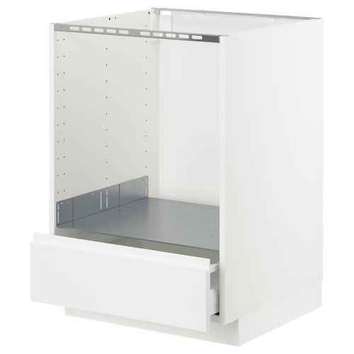 METOD / MAXIMERA - Base cabinet for oven with drawer, white/Voxtorp matt white, 60x60 cm