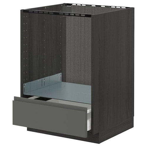 METOD / MAXIMERA - Base cabinet for oven with drawer, black/Voxtorp dark grey, 60x60 cm