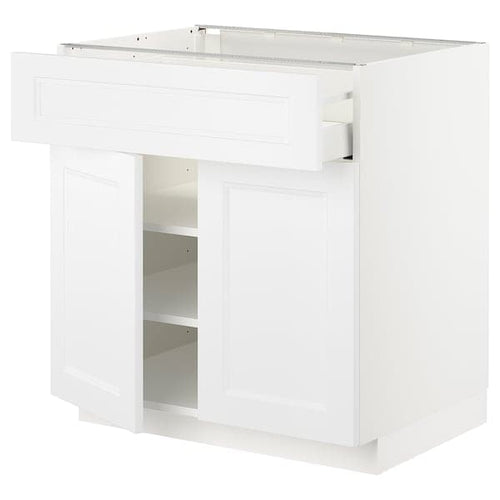 METOD / MAXIMERA - Base cabinet with drawer/2 doors, white/Axstad matt white, 80x60 cm