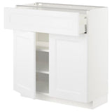 METOD / MAXIMERA base cabinet with drawer/2 doors, white/Axstad matt white, 80x37 cm