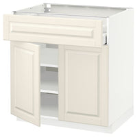 METOD / MAXIMERA - Base cabinet with drawer/2 doors, white/Bodbyn off-white, 80x60 cm - best price from Maltashopper.com 59462287