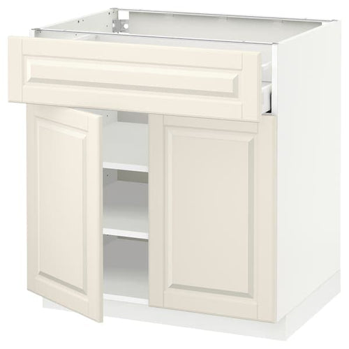 METOD / MAXIMERA - Base cabinet with drawer/2 doors, white/Bodbyn off-white, 80x60 cm