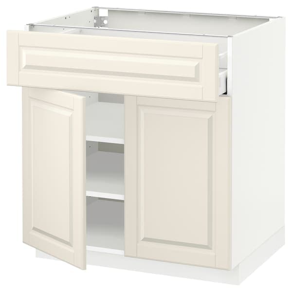METOD / MAXIMERA base cabinet with drawer/2 doors, white/Bodbyn off-white, 80x60 cm