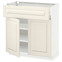 METOD / MAXIMERA - Base cabinet with drawer/2 doors, white/Bodbyn off-white, 80x37 cm - best price from Maltashopper.com 69466652