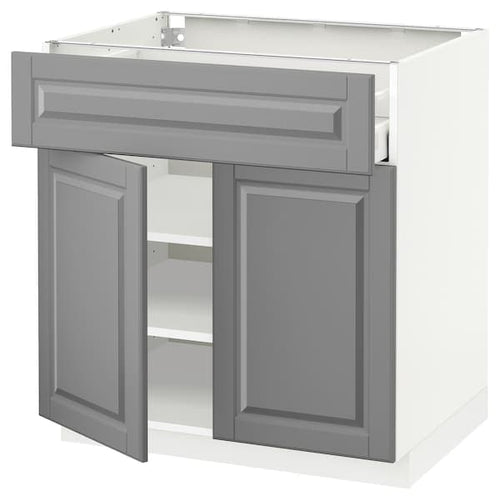 METOD / MAXIMERA - METOD / MAXIMERA Base cabinet with drawer/2 doors, white/Bodbyn grey, 80x60 cm