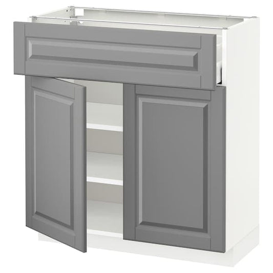 Ikea METOD / MAXIMERA - Base cabinet with drawer/2 doors, white/Bodbyn grey, 80x37 cm