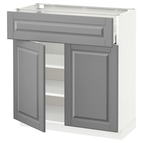 METOD / MAXIMERA - METOD / MAXIMERA Base cabinet with drawer/2 doors, white/Bodbyn grey, 80x37 cm