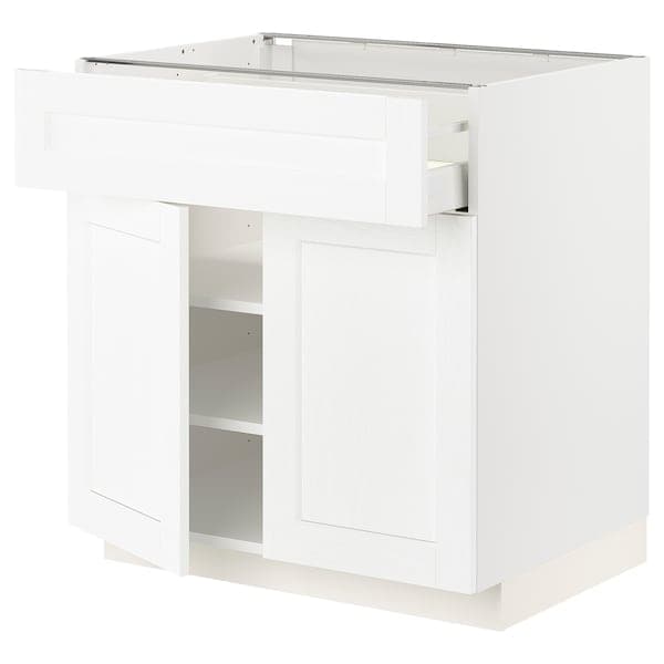 METOD / MAXIMERA - Base cabinet with drawer/2 doors, white Enköping/white wood effect, 80x60 cm - best price from Maltashopper.com 39473296