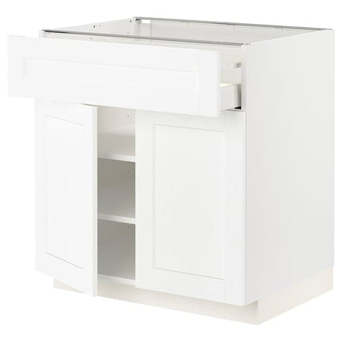 METOD / MAXIMERA - Base cabinet with drawer/2 doors, white Enköping/white wood effect, 80x60 cm