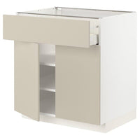 METOD / MAXIMERA - Base cabinet with drawer/2 doors, white/Havstorp beige, 80x60 cm - best price from Maltashopper.com 69504084