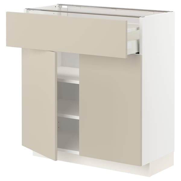 METOD / MAXIMERA - Base cabinet with drawer/2 doors, white/Havstorp beige, 80x37 cm - best price from Maltashopper.com 19504109