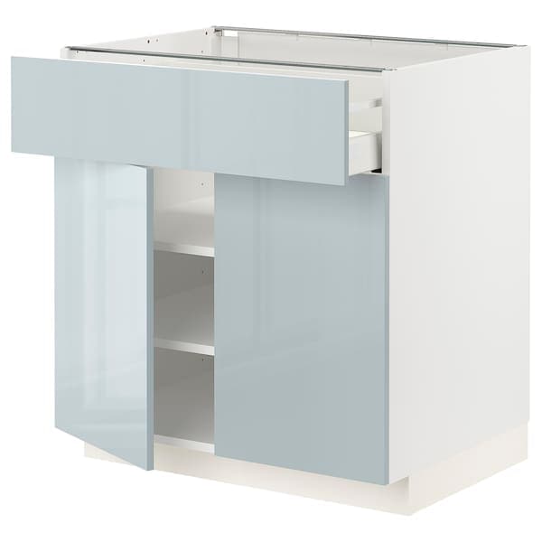METOD / MAXIMERA - Base cabinet with drawer/2 doors, white/Kallarp light grey-blue, 80x60 cm - best price from Maltashopper.com 49478806