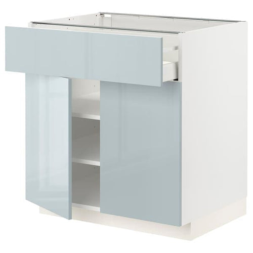 METOD / MAXIMERA - Base cabinet with drawer/2 doors, white/Kallarp light grey-blue, 80x60 cm